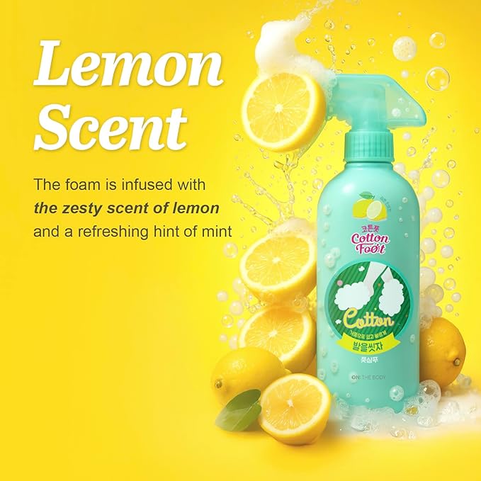 Cotton Foot - Foot Shampoo Soap (Lemon, 13fl oz) - Refreshing Cleanse Spray, Deodorizing Foot Care Wash. Foaming Wash, Easy to Use
