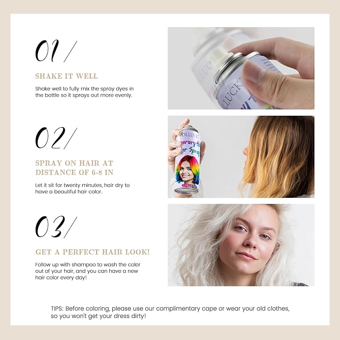 Hair Color Spray, Temporary Hair Dye for Women & Men, Vibrant Colors Hair Wax Gray Hair Cover for Party, Halloween, Cosplay (White, 120 ML)