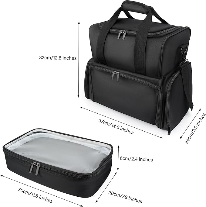 LKE Nail Polish Organizer Case - Holds Up to 70 Bottles, Nail Lamp & 2 Removable Bags, Large Capacity 4-Section Professional Manicure Kit for Nail Artists & Enthusiasts