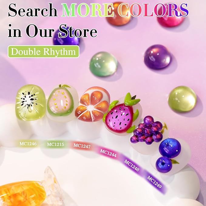 Double Rhythm 0.5 OZ Cat Eye Gel Polish with Magnet 15ML Holographic Glitter Shimmer Translucent Jelly Color Magnetic Nail Polish Salon DIY at Home (Drak Purple-MC1248)