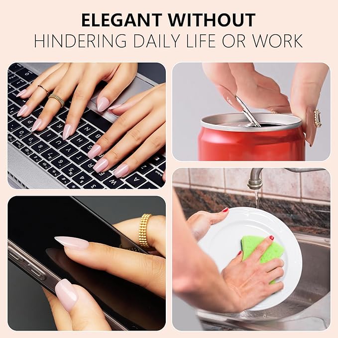 Makartt Press on Nails Kit: Short Classic Monochrome Coffin Tips in 6 Styles 144PCS, Natural Fit with Adhesive Tabs, Nail Glue, and File, Manicure Set for Home Salon