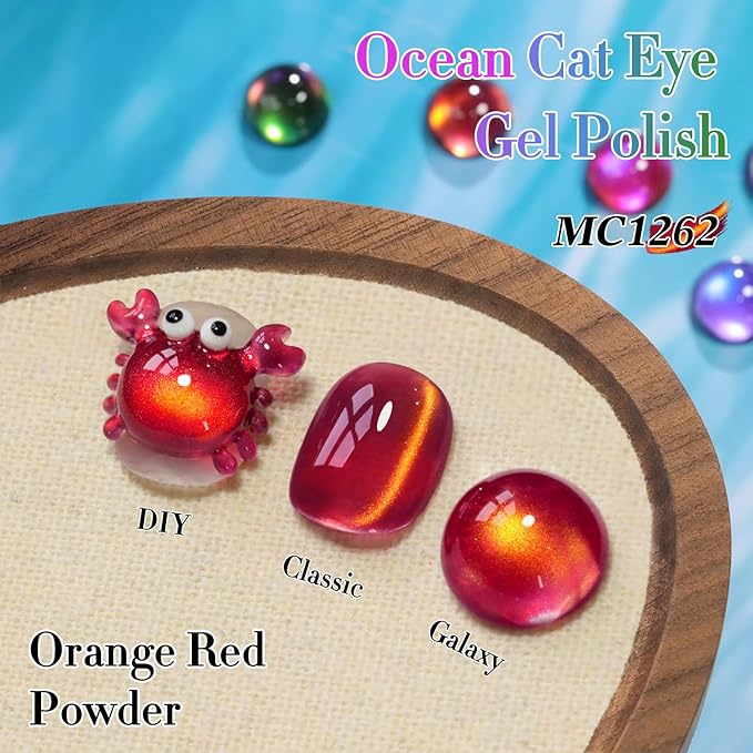 Double Rhythm 0.5 OZ Cat Eye Gel Polish with Magnet 15ML Holographic Glitter Shimmer Translucent Jelly Color Magnetic Nail Polish Salon DIY at Home (Burgundy Golden-MC1262)