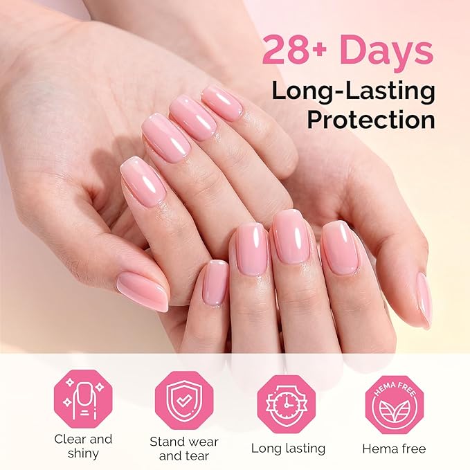 MelodySusie Hema Free Top Coat Base Coat Blooming Gel Set Long Lasting Shine Finish Soak Off UV LED Nail Lamp Nail Art Design Manicure Kit Perfect Gifts for Women Girls 3 Pcs 15ml Clear