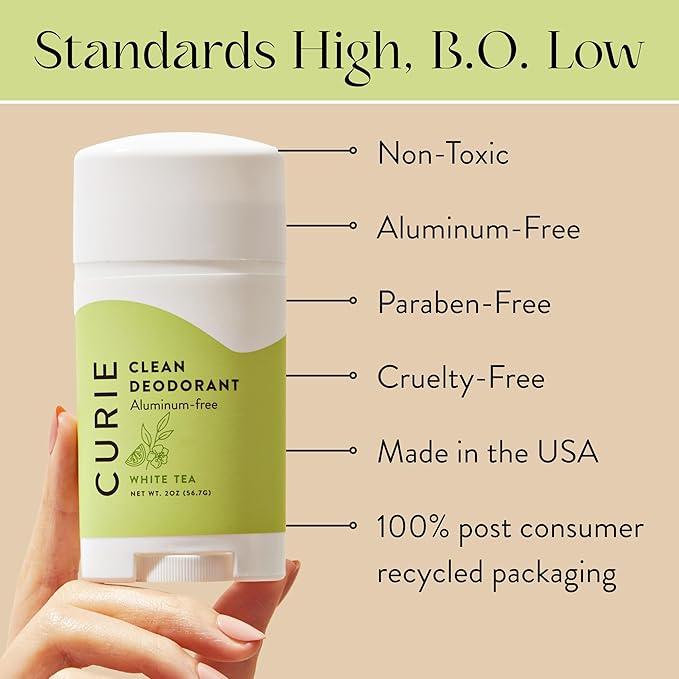 Curie Natural Deodorant for Women - Coconut Nectar + White Tea Stick + Travel Size Bundle - Alumnium Free, Clean, Sustainable, Paraben Free (4 Pack)