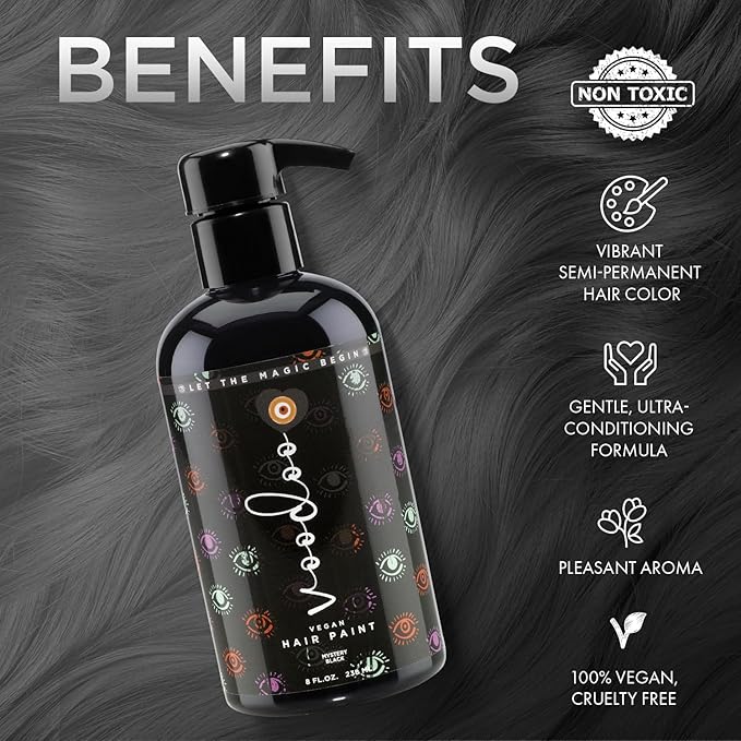 MOEHAIR Semi-Permanent Hair Color | Dark Blue Hair Dye 8 Oz | No Ammonia, Sulfate or Paraben | Vegan & Cruelty-Free | Voodoo Serenity Blue Hair Color (Black)