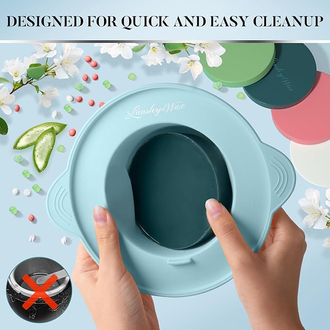 LANSLEYWAX Digital Waxing Kit for Women Men - Water Blue Waxing Machine with 39 Accessories - Hard Wax Kit for Arm Leg Brazilian Bikini Face Sensitive Skin, Wax Warmer Hair Removal for Home/Salon Use