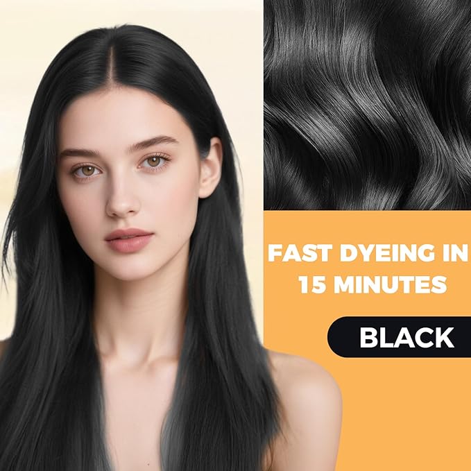 Black Hair Dye Shampoo 3 in 1 for Gray Hair Coverage, Hair Color Shampoo for Women Men, Herbal Ingredients Champu Para Pintar el Cabello (16.9 Oz)