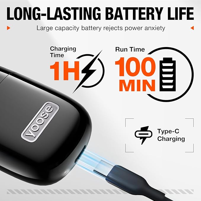 yoose Alloy Nose Hair Trimmer, Portable Nose Hair Trimmer for Men Women, Rechargeable, Washable Nose Trimmer, Detachable Head, Easy to Clean, Travel Size, Dual Edged Blades, Painless Trimming, Black