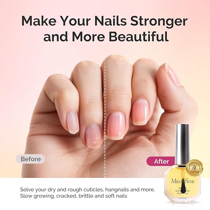 MelodySusie Hema Free Top Coat Base Coat Cuticle Oil Set Long Lasting Shine Finish Soak Off UV LED Nail Lamp Nail Art Design Manicure Kit Perfect Gifts for Women Girls 3 Pcs 15ml