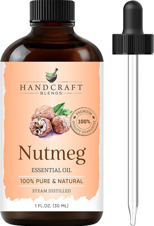 Handcraft Blends Nutmeg Essential Oil – 1 Fl Oz – 100% Pure and Natural – Premium Grade Essential Oil for Diffuser and Aromatherapy, Skin, Massage, Candle and Soap Making Fragrance