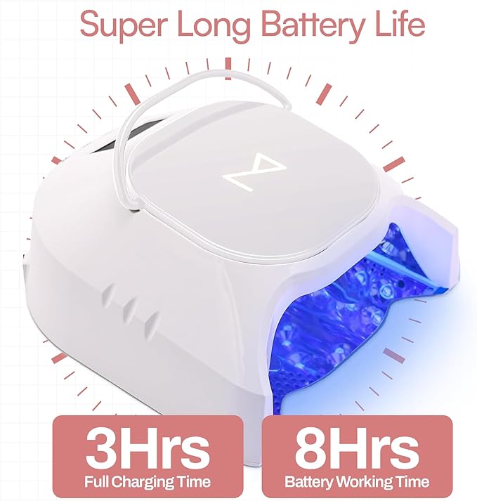 M - GlowPro Professional Hybrid 86W Wireless Rechargeable UV LED Nail Curing Lamp Cordless Nail Dryer for Gel Nails, Manicure, Pedicure (Teal)