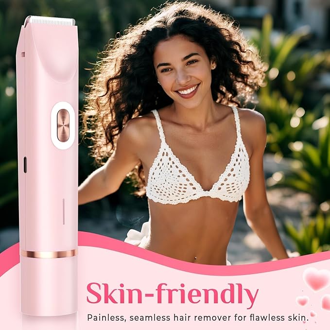 2025 New 2-in-1 Electric Bikini Trimmer for Women - Dual Head Electric Razor,Waterproof Painless Bikini Shaver, Pubic Hair Trimmer for Private Area & Body Hair, Christmas Gifts for Women，Pink