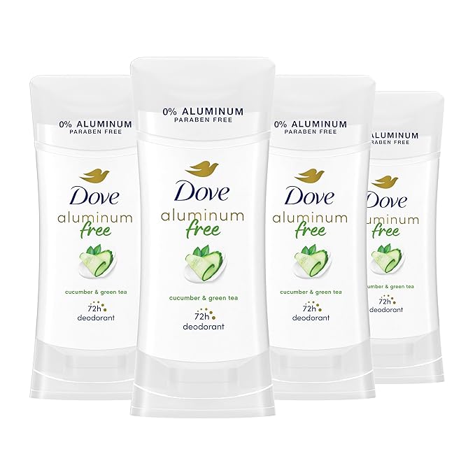Dove Aluminum Free Deodorant for Women 4 Count Cucumber and Green Tea 72 hour odor protection 2.6 oz