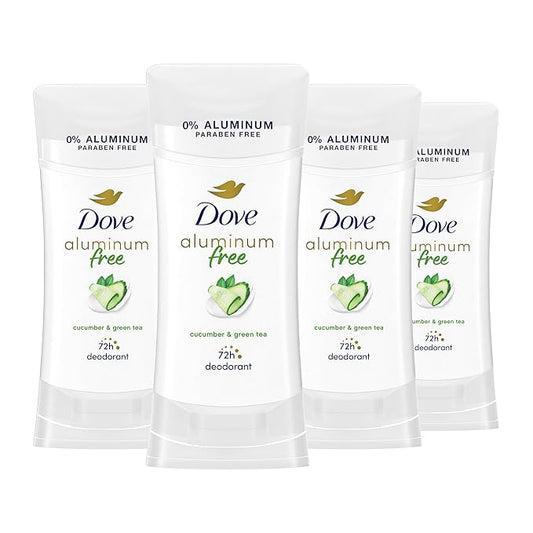 Dove Aluminum Free Deodorant for Women 4 Count Cucumber and Green Tea 72 hour odor protection 2.6 oz