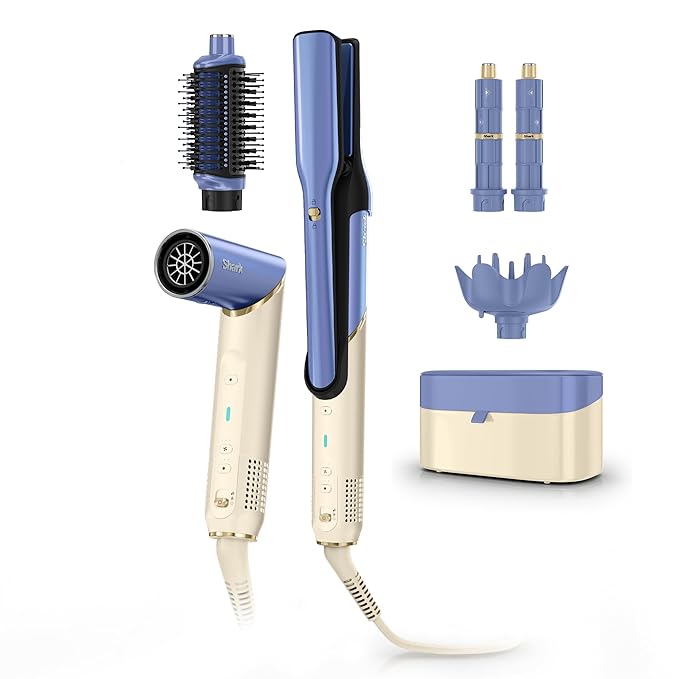 Shark Glam Hot Tool Air Styling Drying System, with Silki Straightener & Glossi Glosser, for Drying, Curling, Straightening & Glossing with Diffuser, Starlight Dream, HD6042SPL