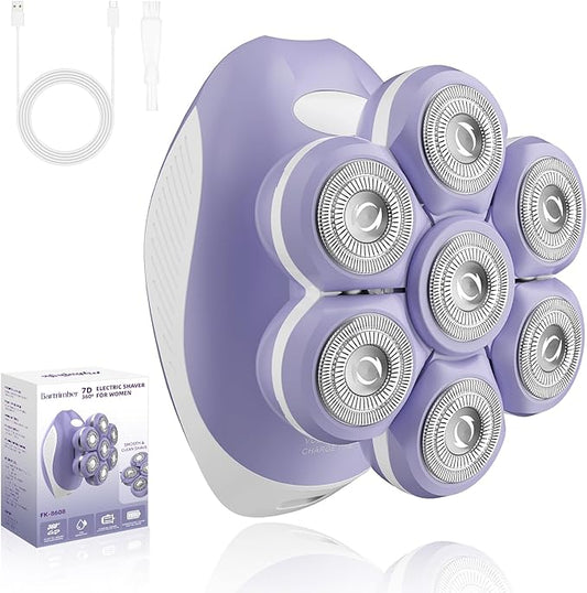 7D Electric Razor for Women: Fast & Painless Full-Body Shaver for Legs & Face – Waterproof Hair Remover with Light & Travel Cover – Wet/Dry Use, Smooth Close Shave, Birthday Christmas Gift