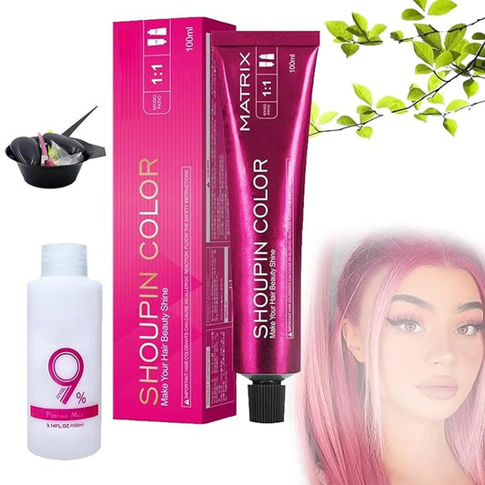 Luxuria Hair Dye No Bleach, Luxuria Hair Color, No Bleaching Hair Nourishing Coloring Hair Dye, Shoupin Hair Color No Hair Damage, For Women and Men (Pink)