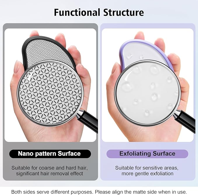 Hair Remover Eraser, Reusable Crystal Hair Remover, Magic Painless Exfoliation, Portable Travel Body Hair Removal Tool, Foot Exfoliating Eraser, Hair Eraser for Back Arms Legs(2pack)