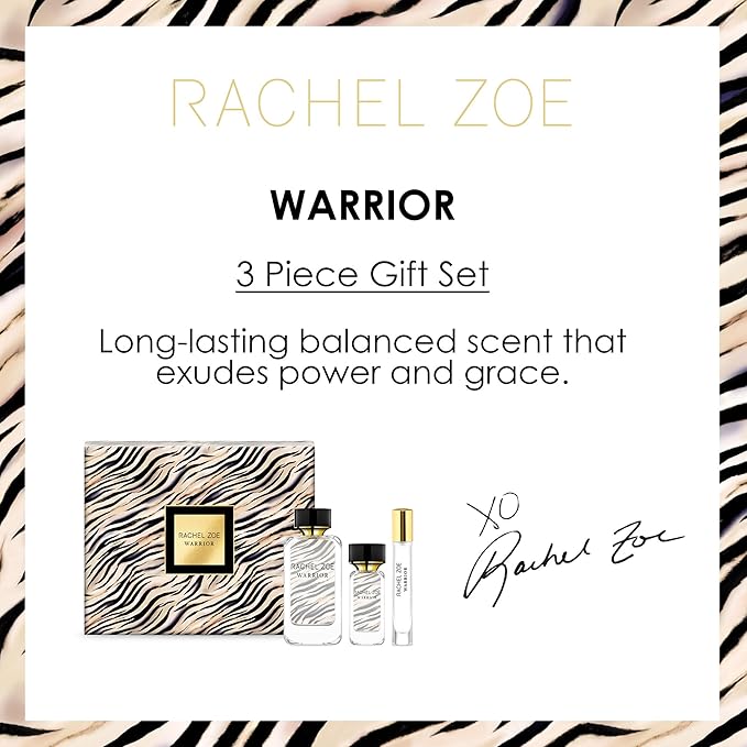 RACHEL ZOE Warrior Gift Set - Designer Perfume, Body Spray - Fruity Eau de Parfum Sprays - Ideal Gift Set for Women - 3 pc