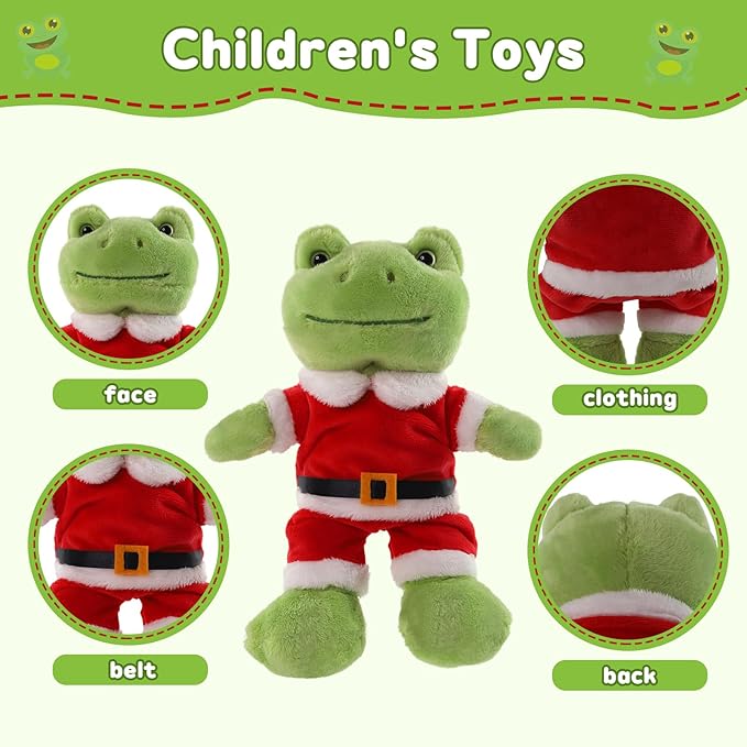 Green Frog Plush,9" Soft Frog Stuffed Animal Plush Toy, Kawaii Plush Doll, Cute Plushie with Cloths Toy Gift for Kids Children Birthday