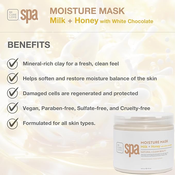BCL SPA organic Milk and Honey with White Chocolate for hands mask, foot mask, and body mask skin care, self care spa treament for women at home , 16 oz
