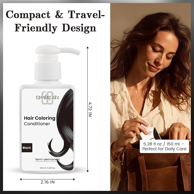 SOVONCARE Black Hair Color Depositing Conditioner Mask 5.28 OZ, Cruelty-Free