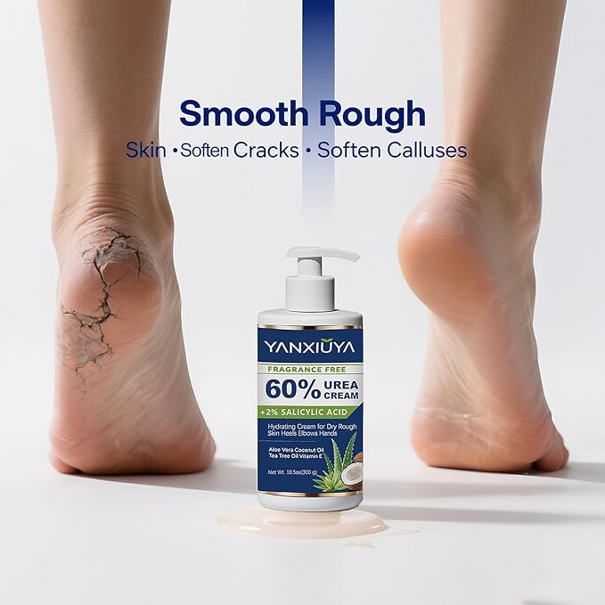60% Urea Cream 10.5 oz, Fragrance-Free Body Lotion with 2% Salicylic Acid, Foot Cream and for Feet, Cracked Heels, Dry Skin & Callus Remover, Maximum Strength Moisturizing Cream
