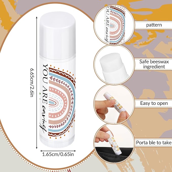 50 Pcs Christmas Christian Lip Balm Bulk Bible Verses Lip Balm Scripture Christian Gifts for Women Faith Religious Church Party Favor Inspirational Gift for Coworker Staff Employee(Boho)