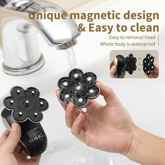 SHPAVVER Head Shavers for Bald Men: 5-in-1 Electric Razor - IPX7 Waterproof Shaving Grooming Kit for Balder - Turbo Speed & Precision Blades (Little Gold)