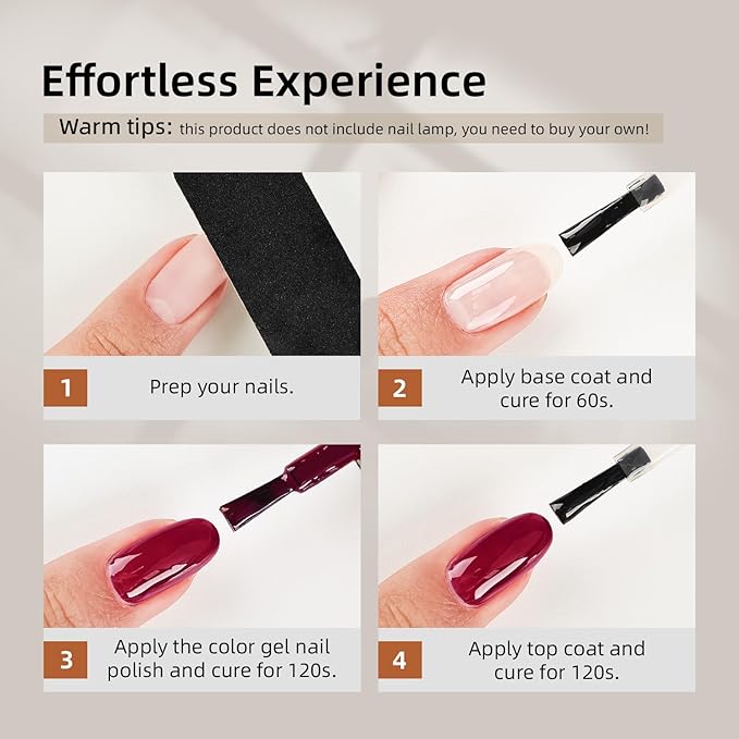 JODSONE 10 Colors Gel Nail Polish Set with Base Coat & Top Coat White Pink Purple and Red Gel Polish for All Seasons Women's Holiday Gift