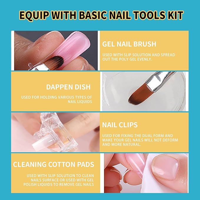 Nail Polish Remover Kit Nail Polish Remover & Slip Solution Polish Remover for Nails Slip Solution for Poly Gel Nails with Glass Cup Nail Cleaning pads
