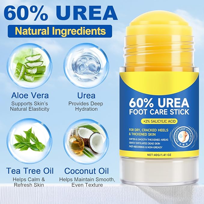 Urea Foot Cream, 60% Urea Cream for Maximum Strength Moisturizer Dry Foot, Fast Repairs Rough Skin, Nourish Cracking Heels, Callus Remover for Feet,1.41 Fl Oz