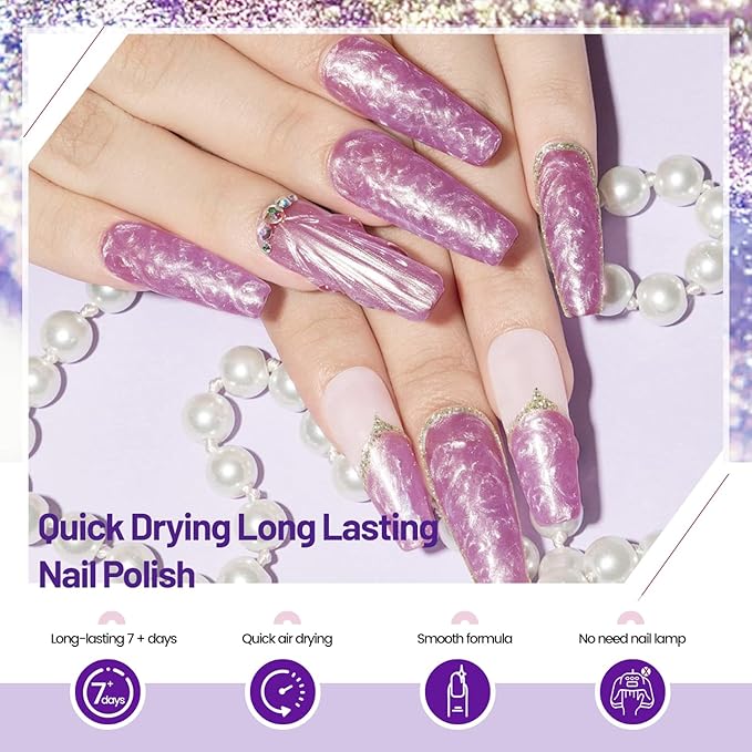 10ml 6 Colors Nail Polish Set Dark Green Pink Glitter Deep Blue Series Nail Polish Gifts for Women