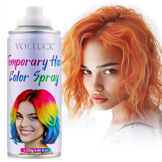 Hair Color Spray, Temporary Hair Dye for Women & Men, Vibrant Colors Hair Wax Gray Hair Cover for Party, Halloween, Cosplay (Orange, 120 ML)
