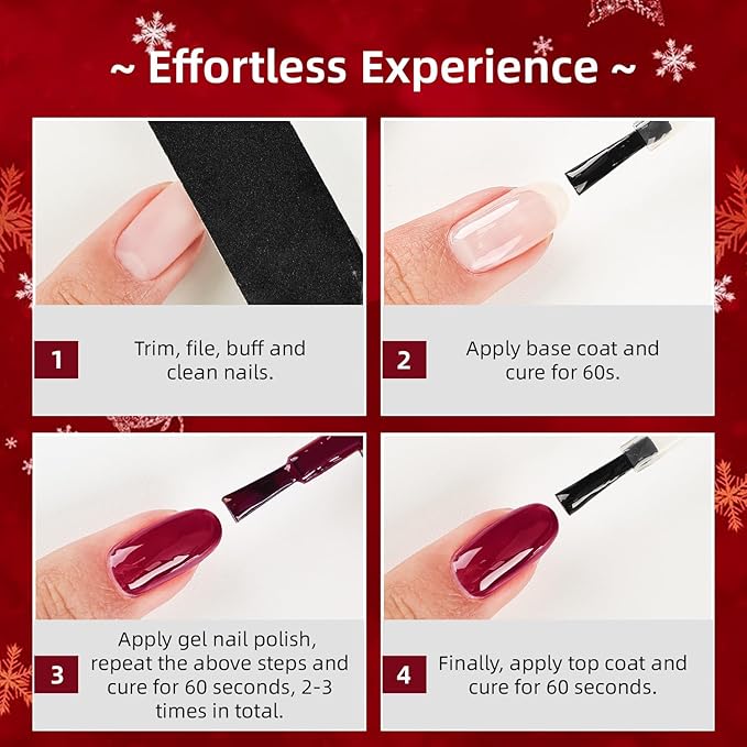 JODSONE Christmas Gel Nail Polish Set,10 Colors 2025 Winter Black White Glitter Burgundy Red & Green Silver Gel Polish DIY Salon for Women Girls Home Christmas Gift