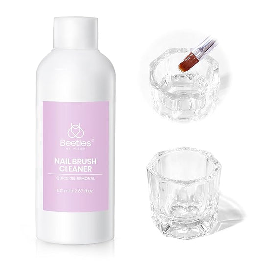 Beetles Nail Art Brushes Cleaner and Conditioner 85ml/2.87 Fl.Oz Nail Brush Restorer Quick Clean Break in Manicure Brush of Gel Polish, Nails Extension Gel, Dip Powder, Acrylic Builder DIY and Salon