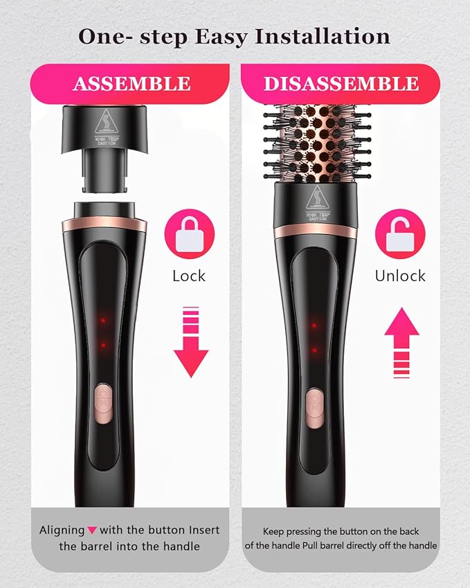 5 in 1 Curling Iron, Hair Curling Wand Set Thermal Brush 4 Interchangeable Ceramic Curling Wands (0.5'-1.8') Fast Heat Up Dual Voltage Christmas Birthday Hair Tool Gifts for Women Travel