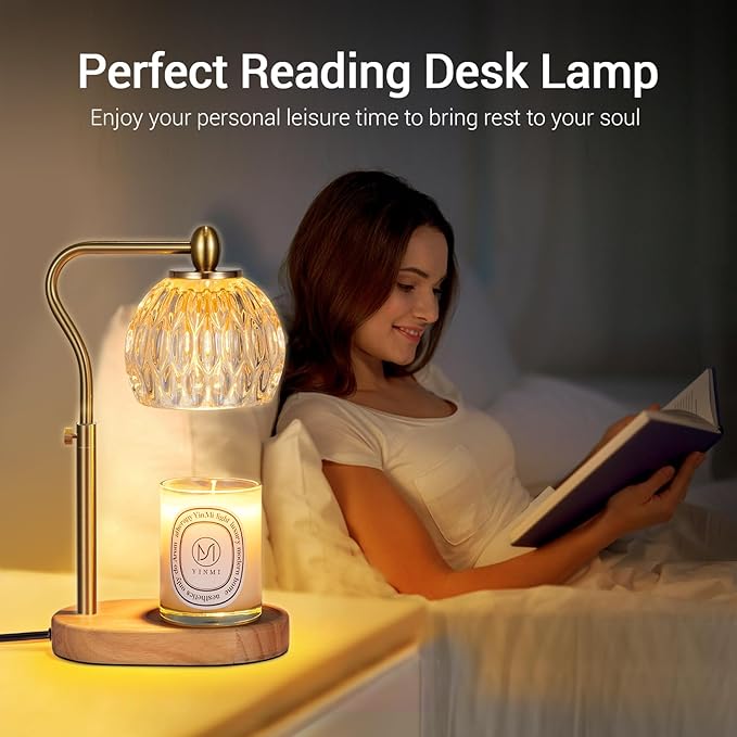Candle Warmer, Candle Warmer Lamp with Timer & Dimmer Height Adjustable Scented Candles, with 2 * 50W Bulbs for Home Decor Mothers Day(Gold)
