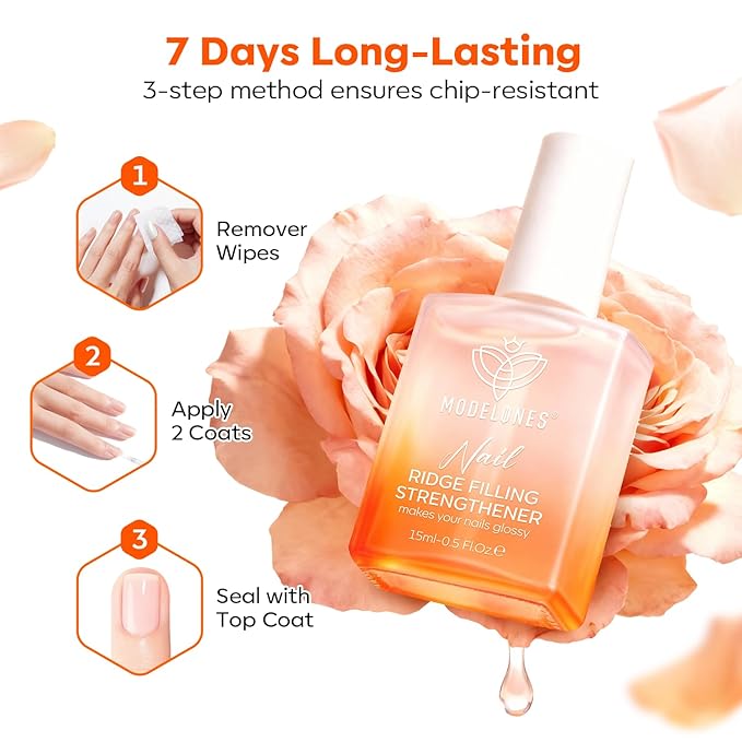 modelones Nail Strengthener and Growth Clear Nail Polish Scented Nail Repair for Damaged Nails Hardener Extra Strong and Growth for Women Nail Care Natural Concealer Foundation 15 Ml 0.5 Fl Oz