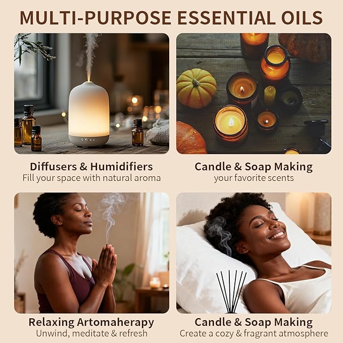 Premium Essential Oils Gift Set, 12 Aromatherapy Blends for Diffusers, Home Care, Candle Making-Rose, Orange, Freesia, Mint, Sakura, Lavender, Lemon, White Tea, Jasmine, Vanilla, Osmanthus, Sandalwood