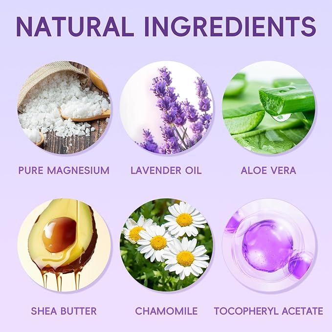 Magnesium Cream for Sleep, Lavender Magnesium Lotion for Muscle Relaxation & Soothing Anxiety, Non-Greasy, Deep Hydration, Magnesium Body Lotion for Skin Care(4 OZ)