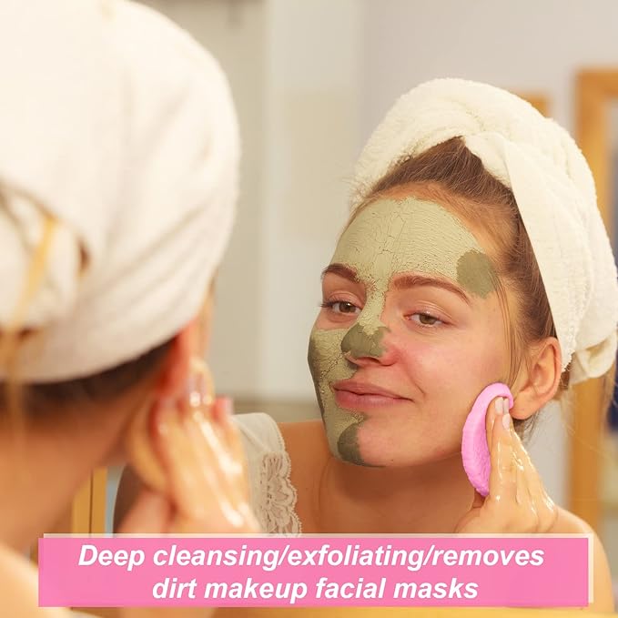 Geiserailie 50 Pcs Compressed Facial Sponges Facial Makeup Natural Cosmetic Spa Sponges for Women Cleansing, Exfoliating Mask, Makeup Removal, Dead Skin, and Dirt, Travel Accessories(Pink)