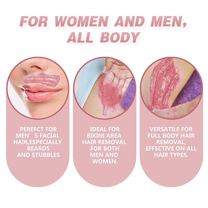 3 lb Hard Wax Beads for Hair Removal, Pink Grande Bulk Waxing Beads for Coarse & Fine Hair, Face Bikini Body Brazilian Sensitive Skin, Stripless Wax Bean, Big bag for Professional Salon & Home Refill