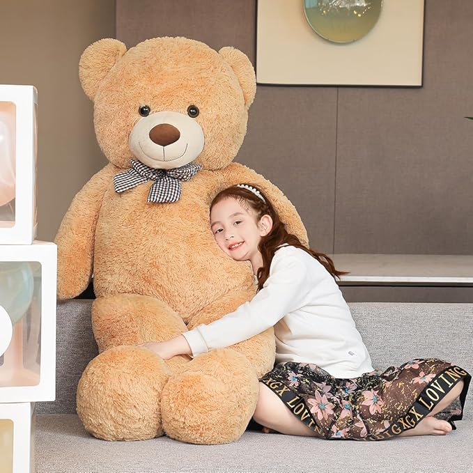 Giant Teddy Bear 47" Stuffed Animals Plush Toy, 4 Feet Cute Life Size Big Soft Bear for Boy Girl Birthday Valentine Mother's Day, 5 LBs, 120 CM, Light Brown