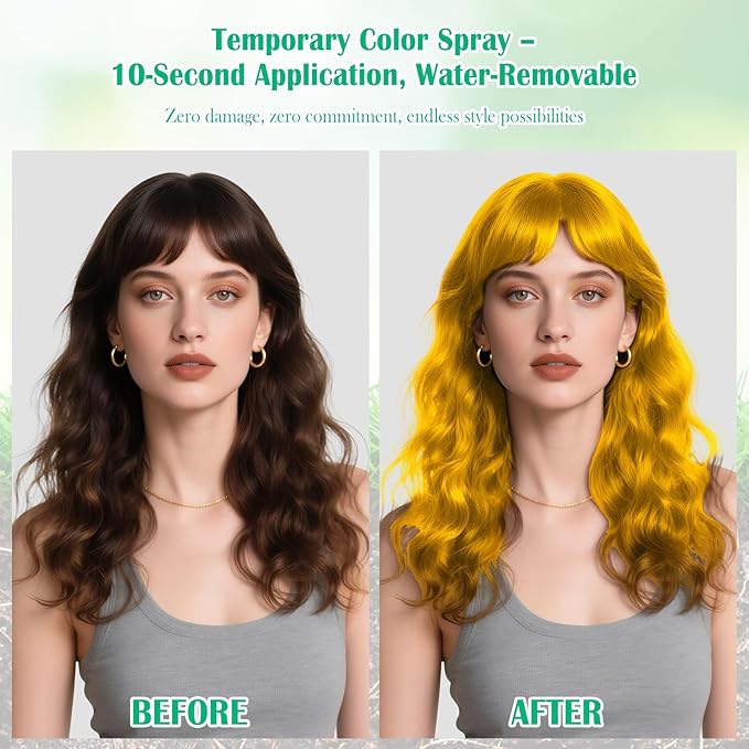 Christmas Gold Blonde Yellow Hair Spray Temporary Hair Color Spray for Kids Women Men, Washable Temporary Blonde Gold Hair Dye Paint Wax for Halloween Cosplay Festival Party Costume Makeup DIY,4.06 oz