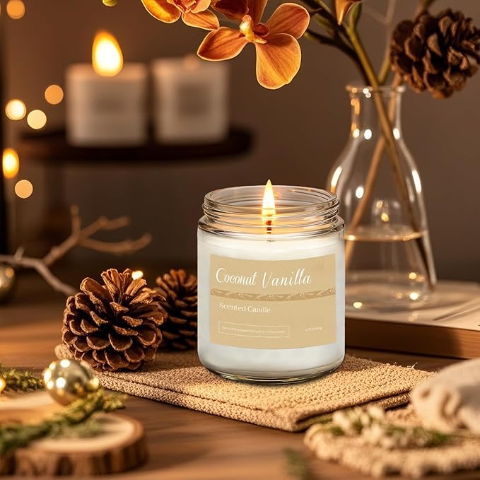 Christmas Candle Gift Set, 6 Natural Soy Wax Candles for Home, Long Burning Holiday Aromatherapy Set with Cinnamon Apple & Vanilla, Perfect Christmas Gifts for Women, Men, Friends & Family