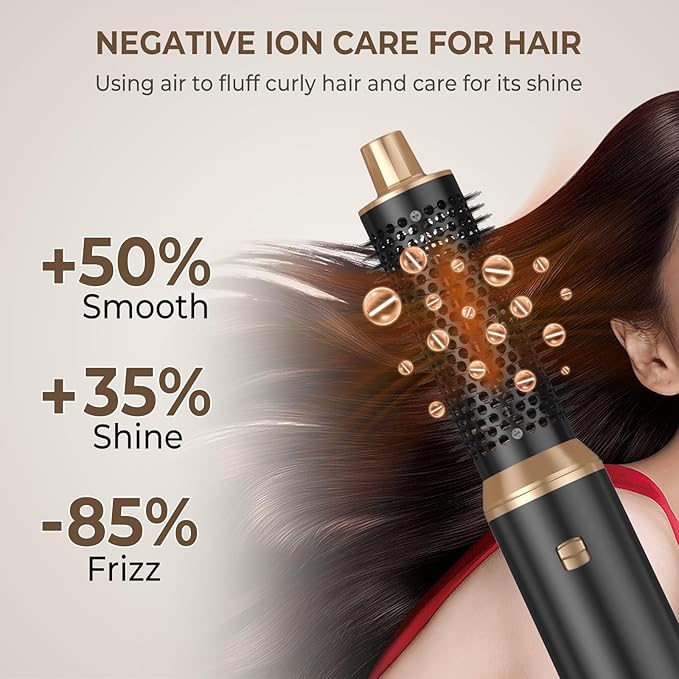 5 in 1 Blow Dryer Brush, Upgrade Hair Dryer Brush Air Curler Air Curling Wrap Styler, Detachable Hot Air Brush Negative Ion Curling Brush Iron, Hair Styling Tools for Drying Curling Straightening
