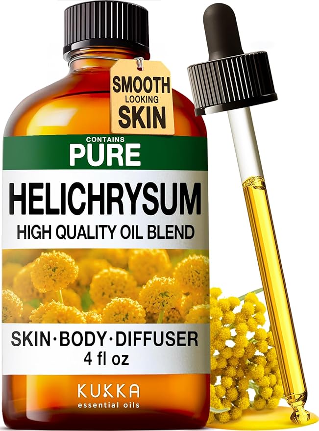 KUKKA Helichrysum Essential Oils - 4 Fl Oz - for Hair, Skin, Diffuser, Aromatherapy & DIY Soap Making Scent