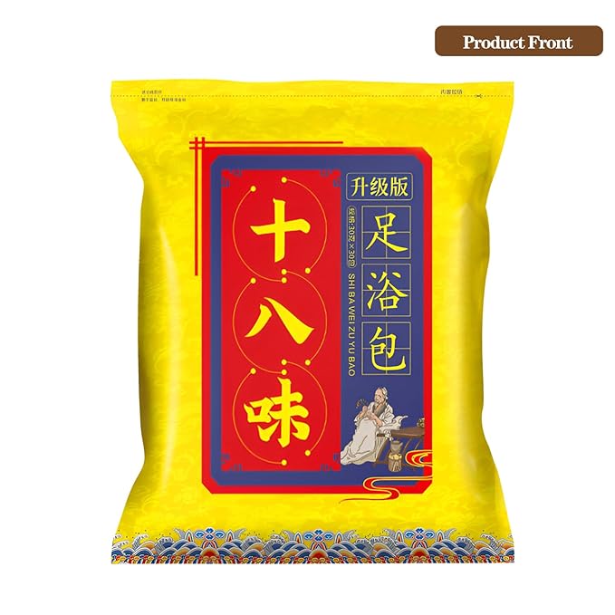 Herbal Foot Soak Bag Set - Ginger Infused Detox Foot Bath for Dry, Cracked Feet & Lymphatic Drainage,30-Pack Detox Soak to Purify & Revitalize Feet,艾草生姜中药泡脚包900g