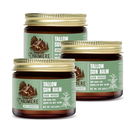Tallow Sunscreen SPF 50 – Herb-Infused Balm with Non-Nano Zinc, Carrot Seed Oil & Grass-Fed Tallow – Natural Face & Body Moisturizer, Reef Safe, Organic Ingredients, Made in USA – 2.5x3 oz